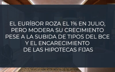 El euríbor roza el 1% en julio, pero modera su crecimiento pese a la subida de tipos del BCE y el encarecimiento de las hipotecas fijas